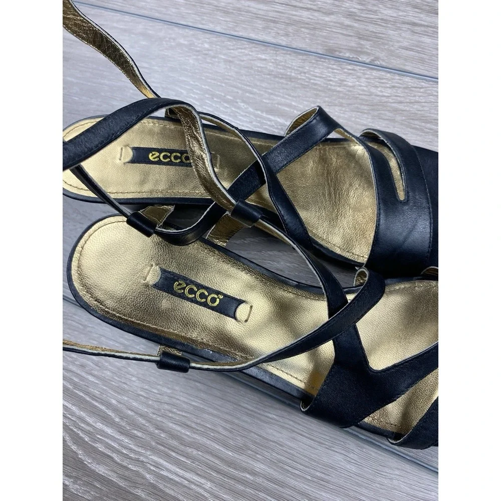 Ecco Women's Leather Slingback Strap Wedge Heels Black Size 40 US 9 - Picture 7 of 9